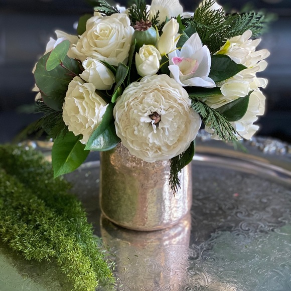 Accents Luxurious White Faux Floral Arrangement With Cedar Poshmark
